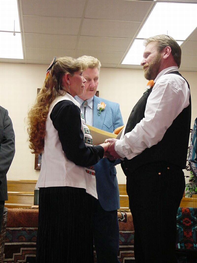 Richard and Rebecca recite their vows.